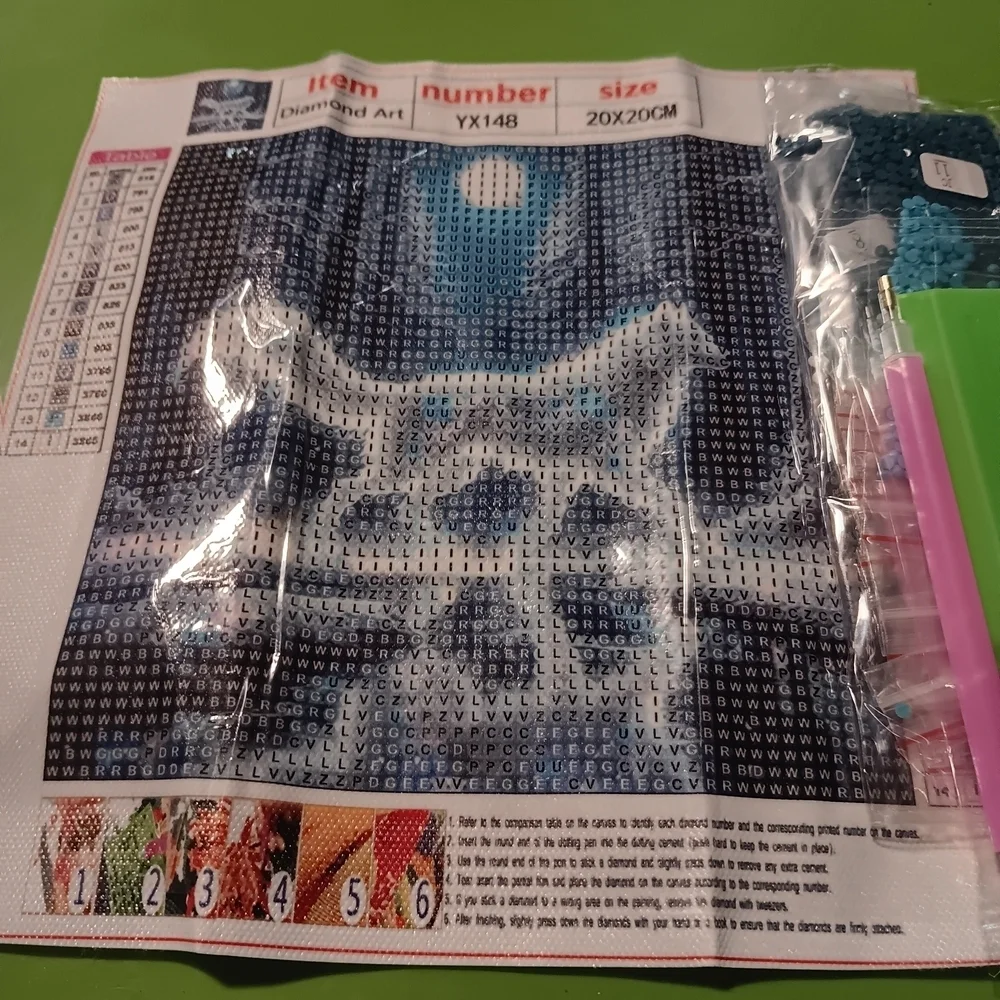 Diamond Art Kit with Blue and White Wolf 20x20